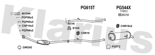 Klarius PG615T - Catalyst Repair Pipe  - Fits Peugeot 206 1.9D