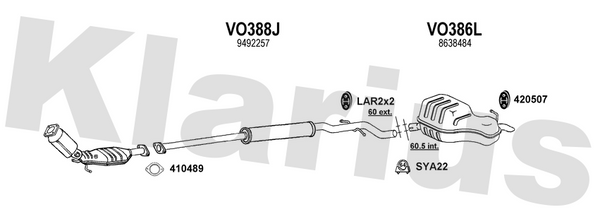 Klarius VO388J - Box With Centre Pipe  - Fits Volvo S80 2.0T