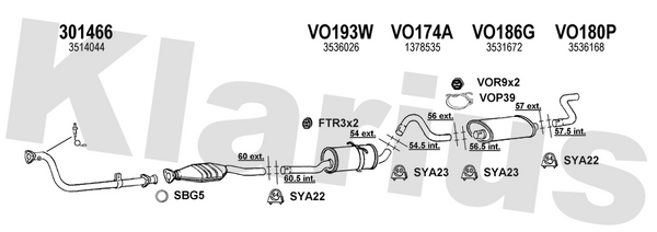 Klarius 301466 - Front Pipe For Cat  - Fits Volvo 940 2.0i,2.3i