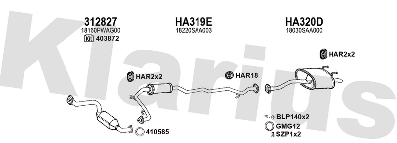 Klarius 312827 - Catalyst Type Approved Withpip  - Fits Honda Jazz 1.2i-DSI