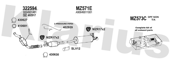 Klarius 322594 - Catalyst Type Approved Withpip  - Fits Mercedes Sprinter 2.1CDi