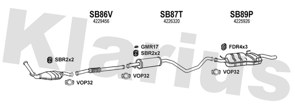 Klarius SB86V - Centre Pipe  - Fits Saab 900 2.0