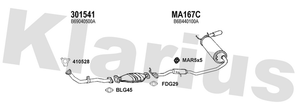 Klarius 301541 - Front Pipe For Cat  - Fits Mazda MX5 1.6i