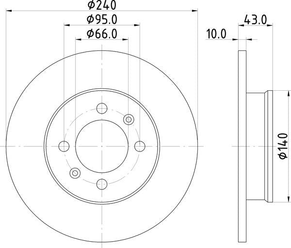 Mintex Brake Discs fits -MG S240:4 MDC1077 (also fits other vehicles)