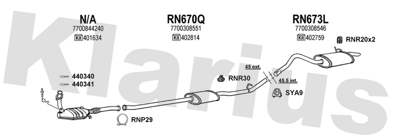 Klarius RN670Q - Box With Centre Pipe  - Fits Renault Kangoo 1.4i