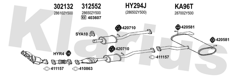 Klarius 302132 - Front Pipe For Cat  - Fits Hyundai ix35 1.6GDi