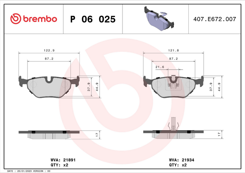 Brembo Brake Pad Set - P06025