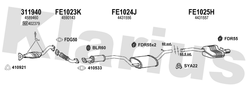 Klarius 311940 - Catalyst Type Approved  - Fits Ford Focus 2.0i