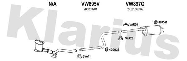 Klarius VW895V - Centre Pipe  - Fits Volkswagen Caddy Maxi 1.6TDi