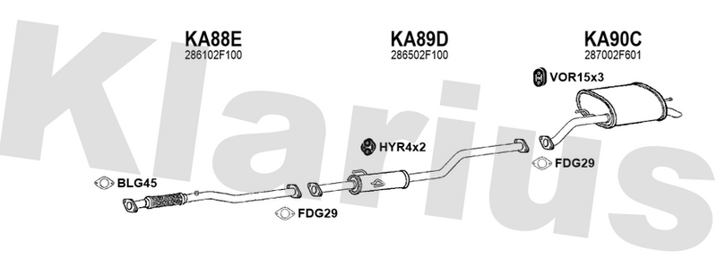 Klarius KA88E - Front Pipe  - Fits Kia Cerato 1.6