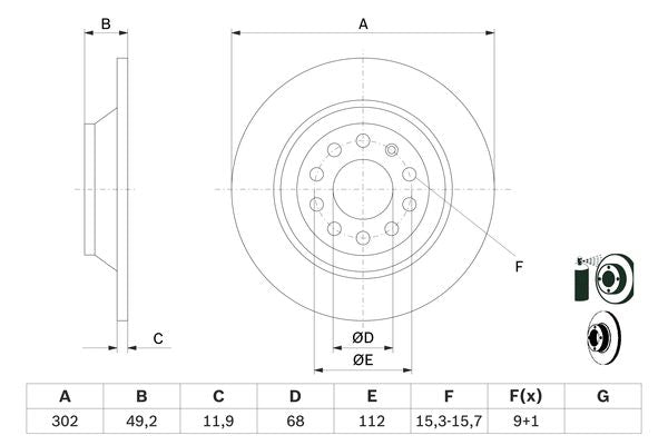 Bosch Brake Disc Pair Part No - 0986479257