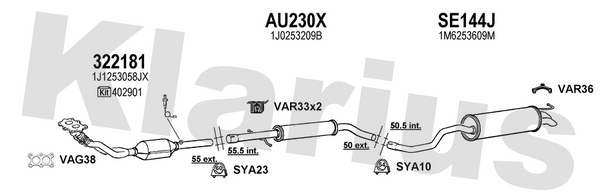 Klarius 322181 - Catalyst Type Approved Withpip  - Fits Audi A3 1.8i
