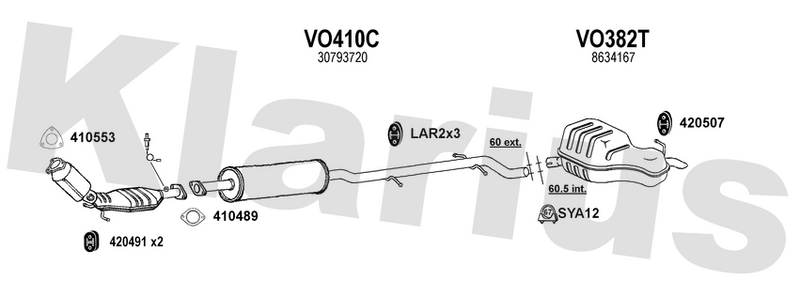 Klarius VO410C - Box With Centre Pipe  - Fits Volvo V70 2.4
