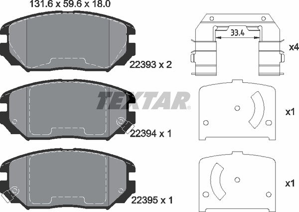 Textar Brake Pad Set - 2239301