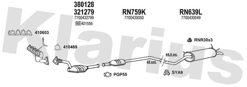 Klarius 321279 - Catalyst Type Approved Withpip  - Fits Renault Megane I 1.4i