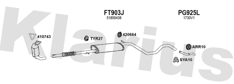 Klarius FT903J - Box With Centre Pipe  - Fits Fiat Fiorino III 1.3JTD