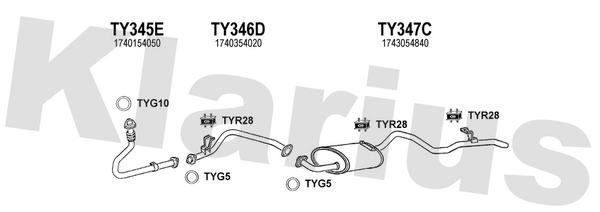 Klarius TY345E - Front Pipe  - Fits Toyota Landcruiser 2.4TD