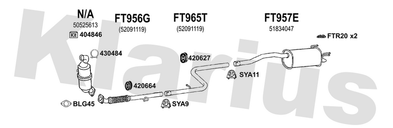 Klarius FT956G - Centre Pipe  - Fits Fiat Doblo 1.6D Multijet