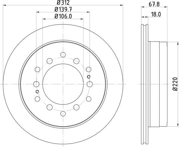 Mintex Brake Discs fits -Toyota V312:6 MDC1406C (also fits other vehicles)