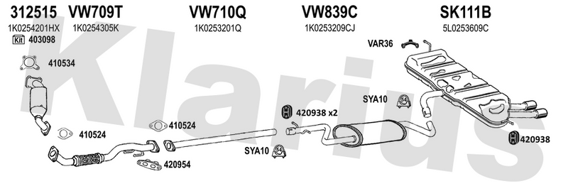 Klarius 312515 - Catalyst Type Approved Withpip  - Fits Audi A3 1.4TFSi