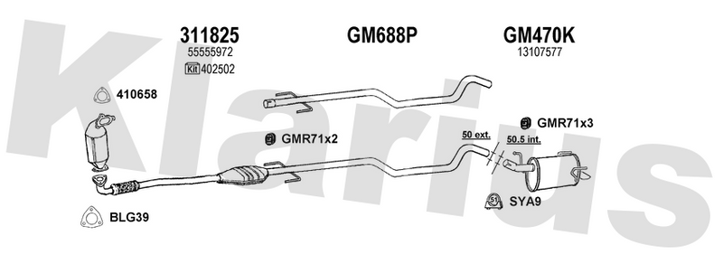 Klarius 311825 - Catalyst Type Approved  - Fits Opel Meriva 1.7CDTi