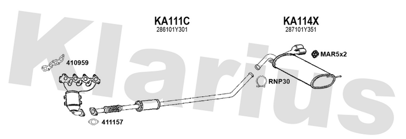 Klarius KA111C - Box With Centre Pipe  - Fits Kia Picanto 1.2