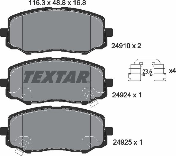 Hyundai, Brake Pad Set - Textar 2491001