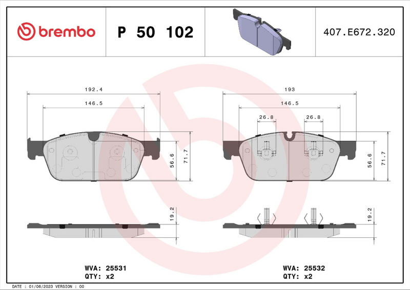 Brembo Brake Pad Set - P50102