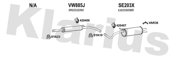 Klarius VW885J - Box With Centre Pipe  - Fits Audi A1 1.4TFSI
