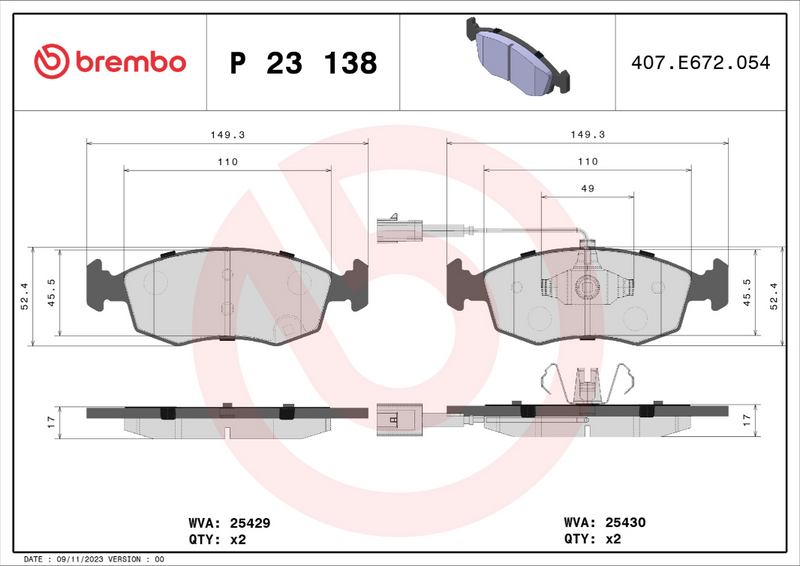 Brembo Brake Pad Set - P23138