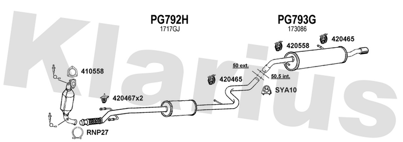 Klarius PG792H - Box With Centre Pipe  - Fits Peugeot 207 1.6i