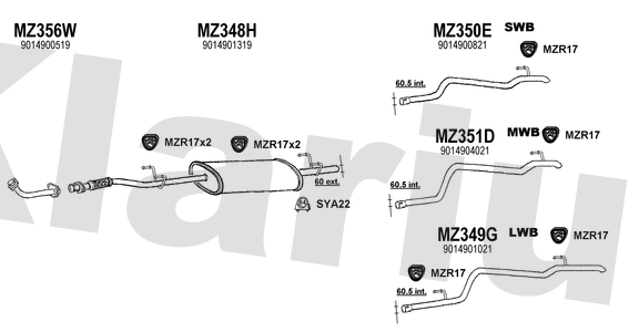 Klarius MZ356W - Front Pipe  - Fits Mercedes Sprinter 2.9TD