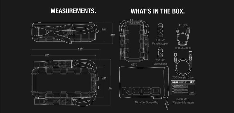 Noco 2000A Ultra Safe Lithium Jump Starter 12V - GB70