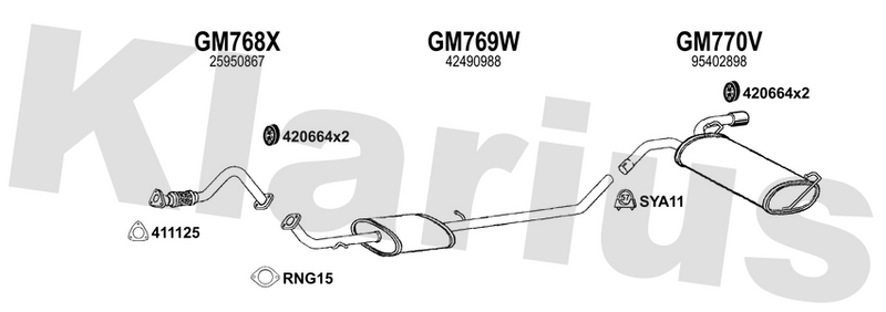Klarius GM768X - Front Pipe  - Fits Opel Mokka 1.4T