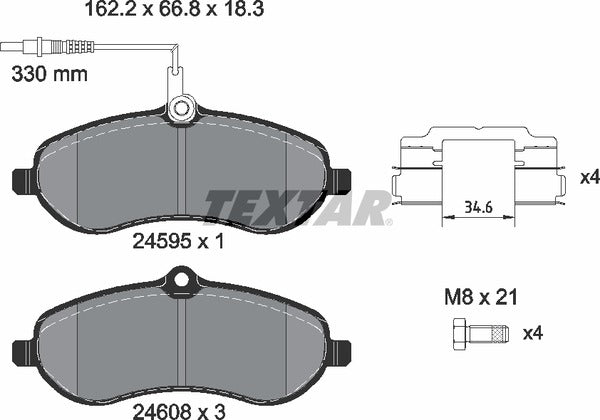 Citroën Fiat Peugeot Toyota, Brake Pad Set - Textar 2459501