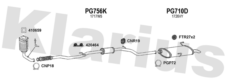 Klarius PG756K - Box With Centre Pipe  - Fits Peugeot 206 SW 1.4i