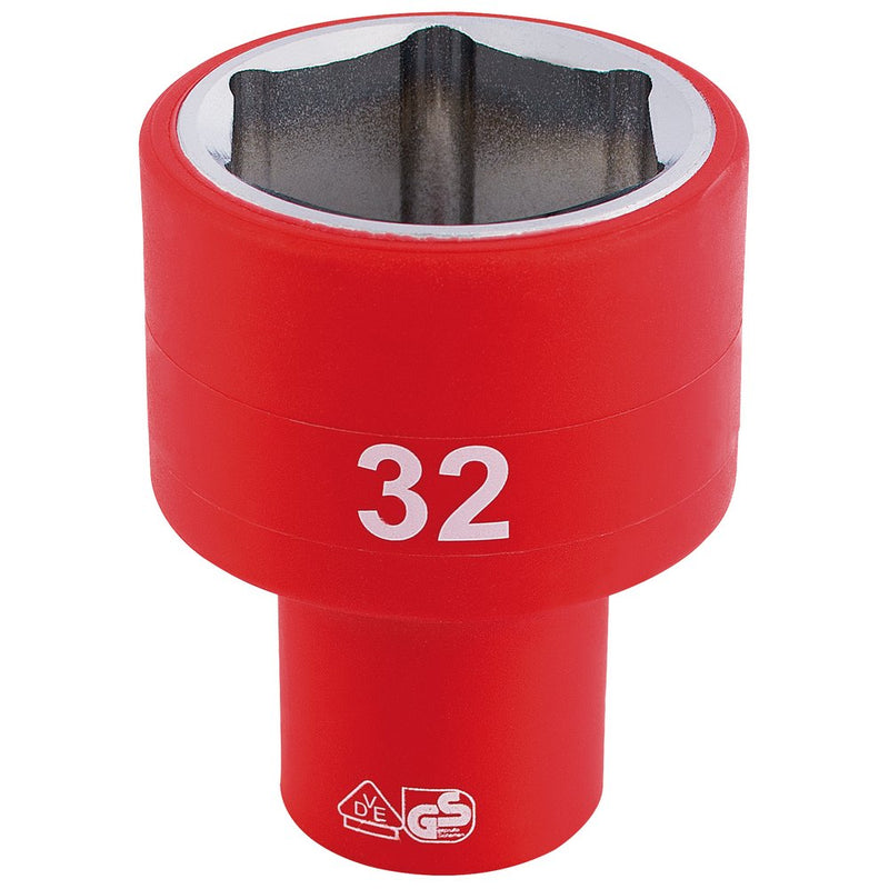 Fully Insulated VDE Socket, 1/2" Sq Dr, 32mm
