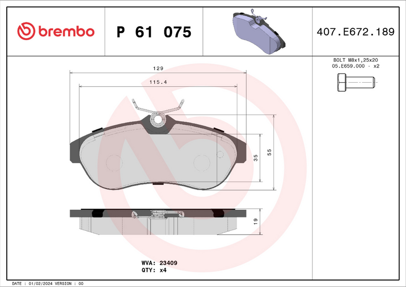 Brembo Brake Pad Set - P61075