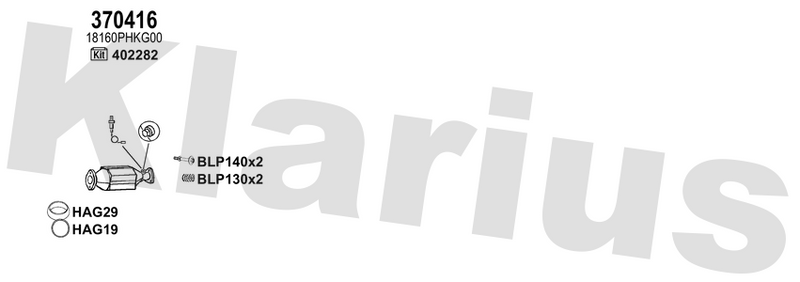 Klarius 370416 - Catalyst Non Type Approved  - Fits Honda CR-V 2.0i