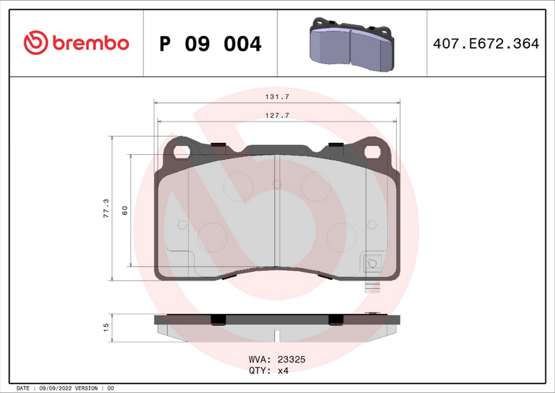 Brembo Brake Pad Set - P09004
