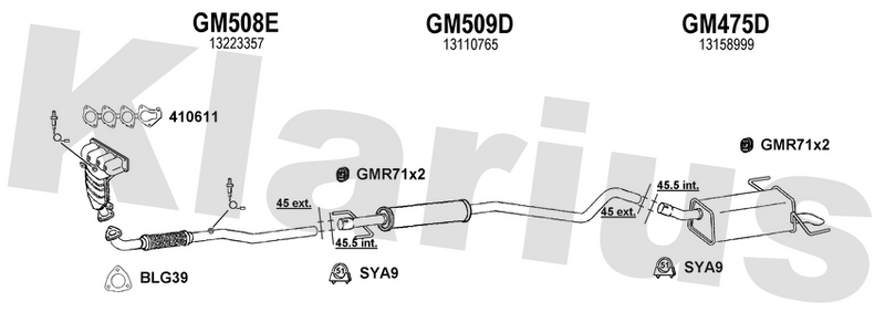Klarius GM508E - Centre Pipe  - Fits Opel Astra H 1.4i