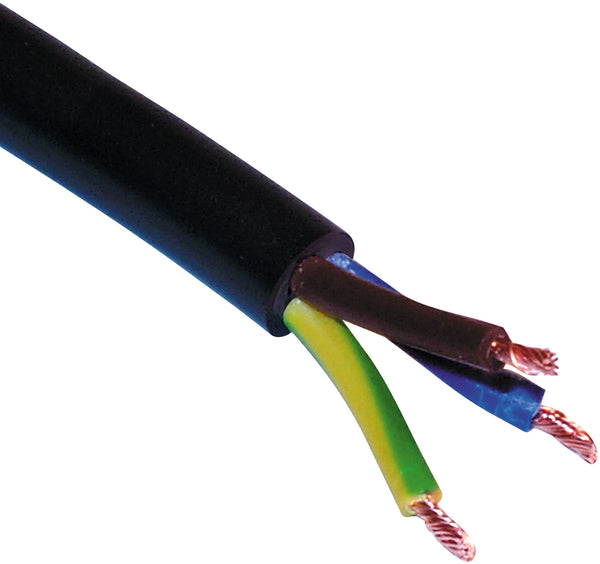 Mains Cable - 3 Core - Black Rubber - 215270