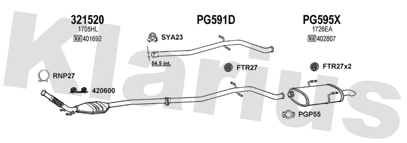 Klarius 321520 - Catalyst Type Approved Withpip  - Fits Peugeot 406 2.0HDi