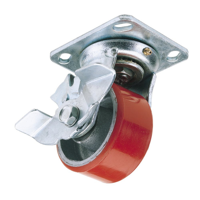 Swivel Plate Fixing Wheel with Brake 125mm Diameter S.W.L. 300kg