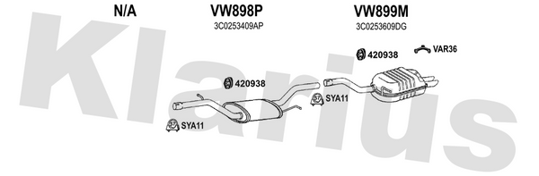 Klarius VW898P - Box With Centre Pipe  - Fits Volkswagen Passat 1.8TSi