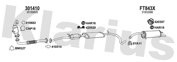 Klarius 301410 - Front Pipe For Cat  - Fits Fiat Stilo 1.9JTD