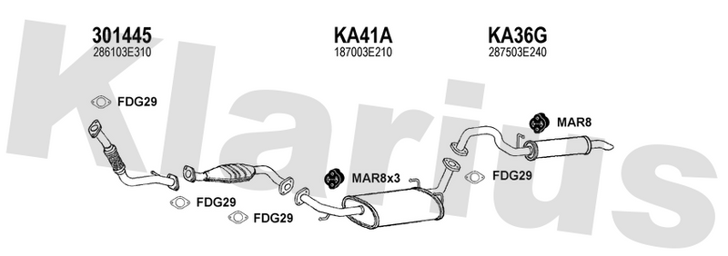 Klarius 301445 - Front Pipe For Cat  - Fits Kia Sorento 2.5CRDi