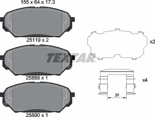 Textar Brake Pad Set - 2511901