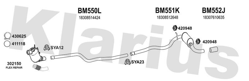 Klarius 302150 - Flexible Pipe  - Fits BMW 118 D 2.0d
