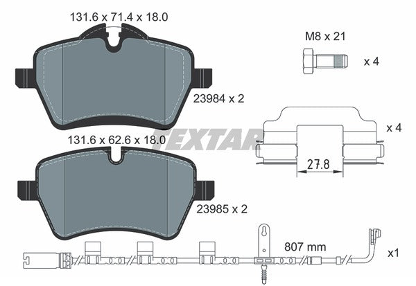 Textar Brake Pad Set - 2398407